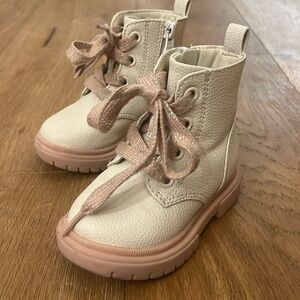 Toddler girl zipper lace-up combat boots